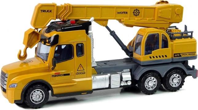 Camion giallo telecomandato con gru e suoni