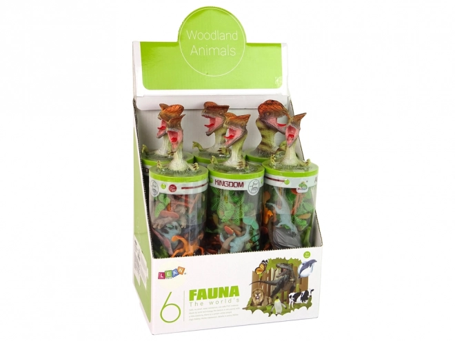 Set Animali Dinosauri Figure 12 pezzi. Accessori nel tubo