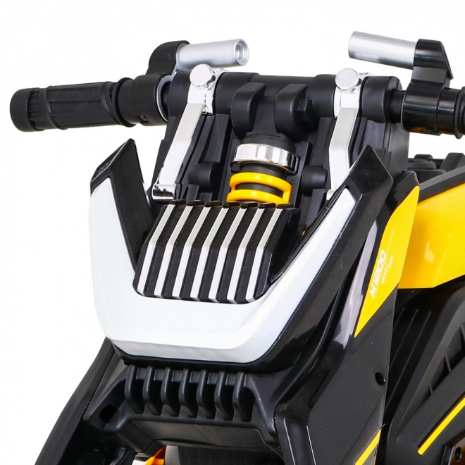 Futura motocicletta per bambini a batteria gialla + Pannello Audio + Avvio lento + Ruote EVA