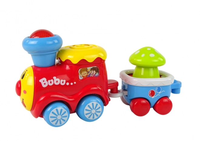 Treno educativo colorato per bambini con luci e suoni