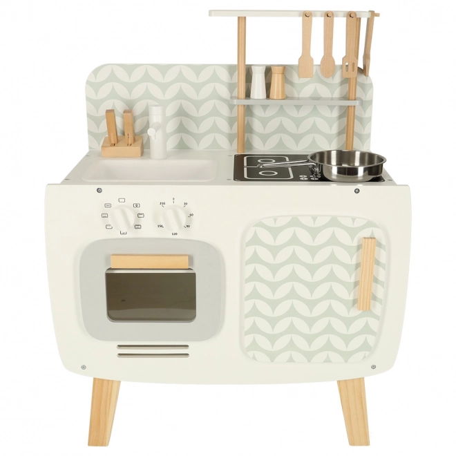 Cucina in legno per bambini stile retrò con accessori