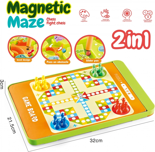WOOPIE Labirinto Magnetico 2 in 1 Gioco Ludo