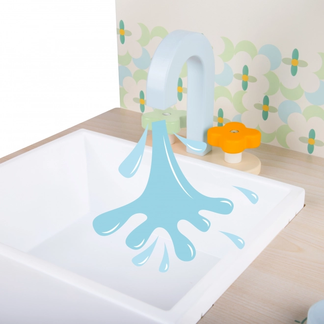 Cucina multifunzionale in legno XXL con lavatrice e accessori
