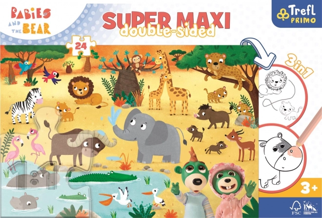 Puzzle doppia faccia Treflíci allo zoo super maxi 24 pezzi