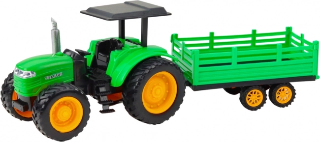 Trattore agricolo telecomandato verde con rimorchio