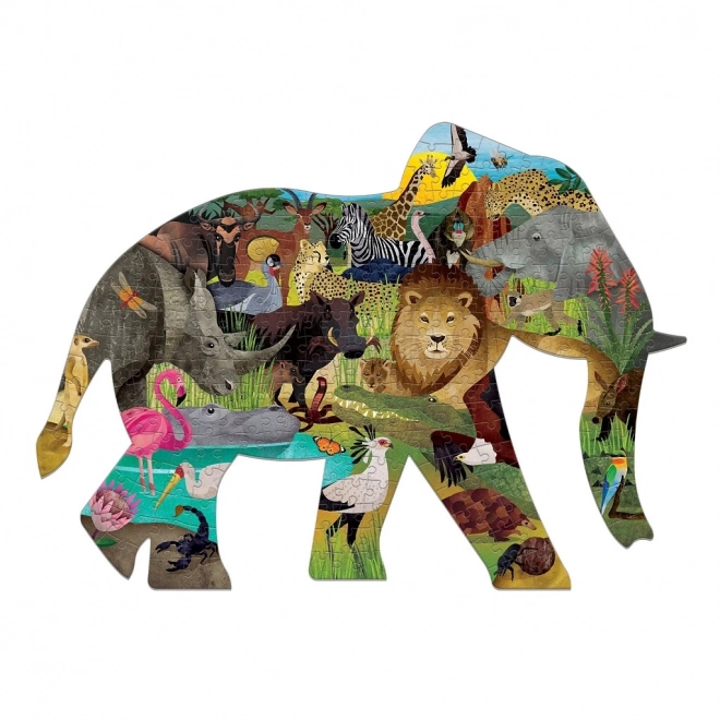 Puzzle Safari Africano a Forma di Elefante