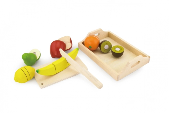 Gioco di Frutta in Legno da Affettare con Vassoio