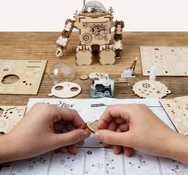 Puzzle in legno 3D Rokr Robot Orpheus con luce