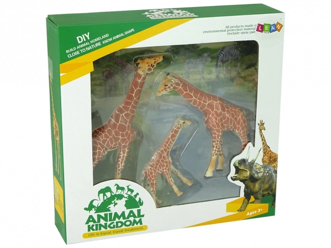 Giraffe Educativi Famiglia Figurine 3 Pezzi con Sfondo Africa