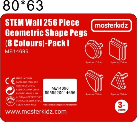 Elementi Geometrici MASTERKIDZ 8 Colori 256 pezzi - Accessori per Lavagne STEM