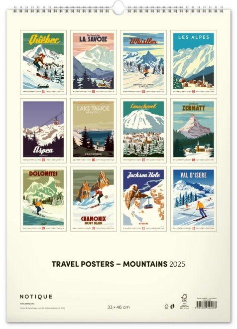 Calendario da parete Viaggi e Montagne 2025