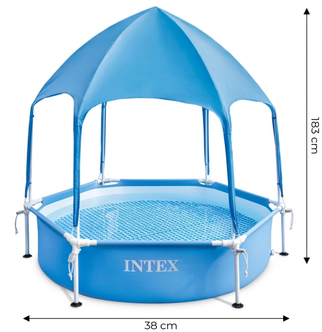 Piscina rotonda per bambini con telaio e protezione solare