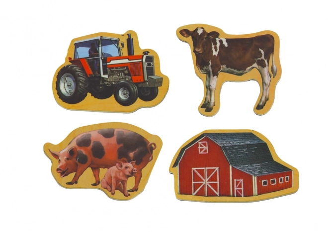 Set di magneti in legno Animali domestici e macchine agricole