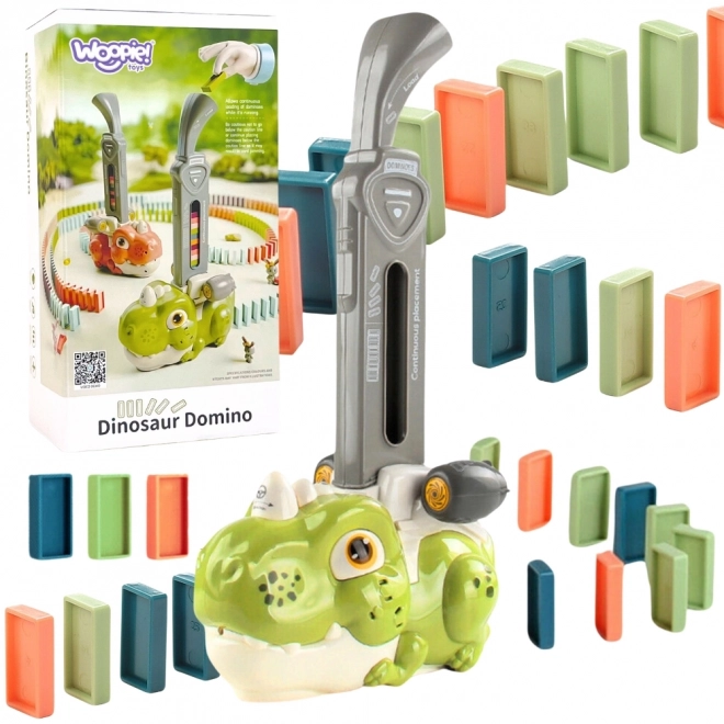 Trenino Elettrico con Blocchi Domino Dinosauro Verde