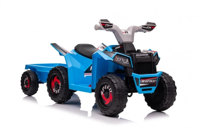 Quad elettrico blu con rimorchio