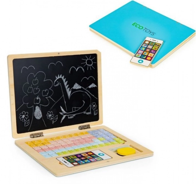 Lavagna magnetica educativa in legno con lettere e telefono ECOTOYS