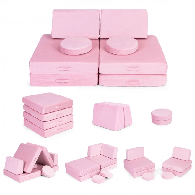 Sofa modulare pieghevole per bambini 8 cuscini rosa ECOTOYS