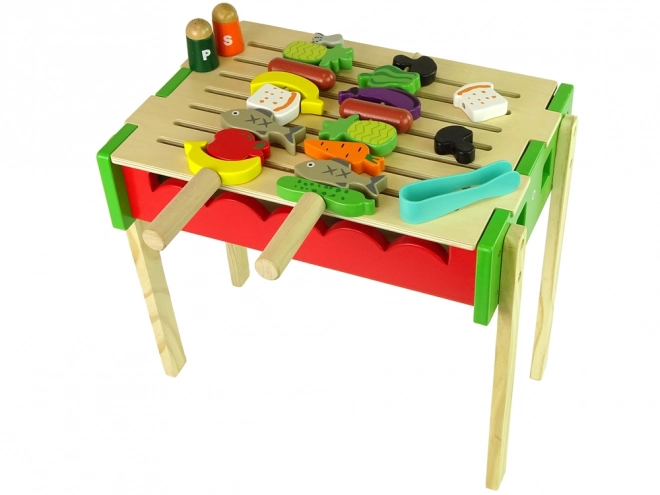 Grill in Legno Giocattolo Barbecue Accessori per Bambini