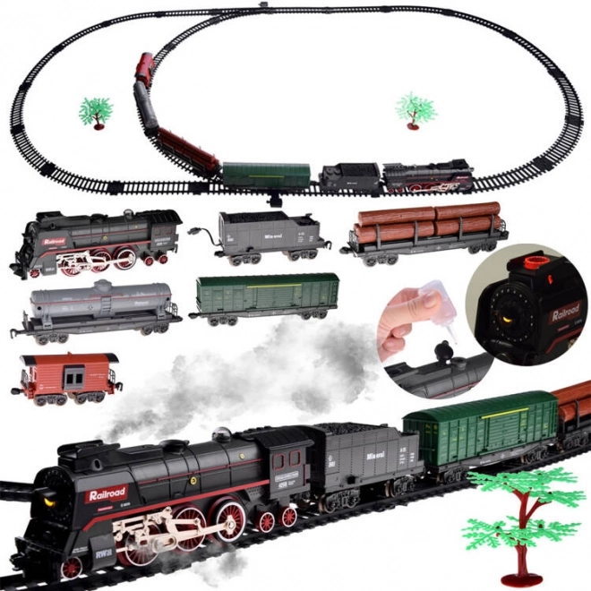Grande trenino elettrico con locomotiva fumante