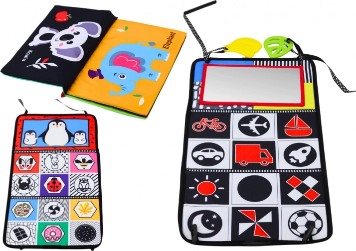 Tappeto da gioco per bambini double-face con specchio e libro frusciante