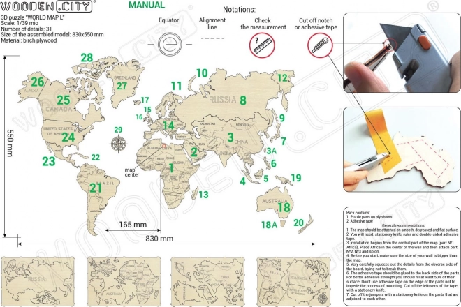 Mappa del mondo in legno WOODEN CITY grande
