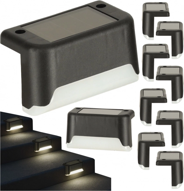 Luce solare a LED per scale esterne, 8 pezzi