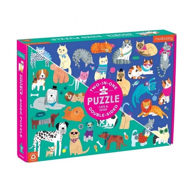 Puzzle doppia faccia cani e gatti 100 pezzi