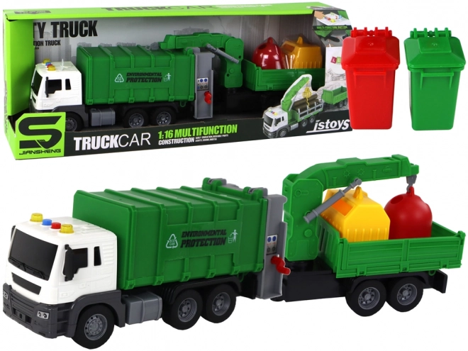 Camion Rifiuti con Gru Frizione Verde 1:16