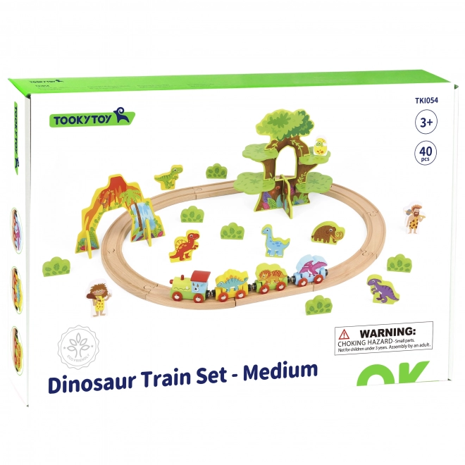 Treno Magnetico in Legno con Dinosauri e Figure