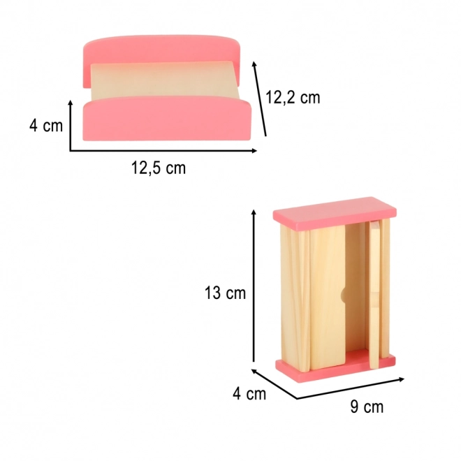 Mobili in legno viola per case delle bambole