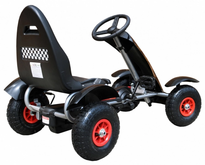 Go-kart a pedali XL da corsa per bambini 3+ nero + ruote gonfiabili + sedile regolabile + ruota libera