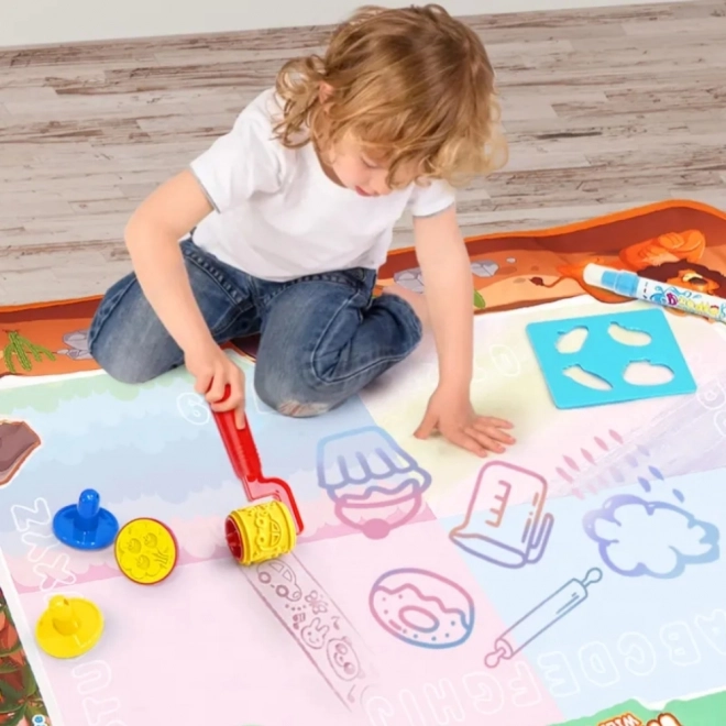 Woopie tappetino magico per pittura ad acqua XXL con timbri e numeri 100 cm
