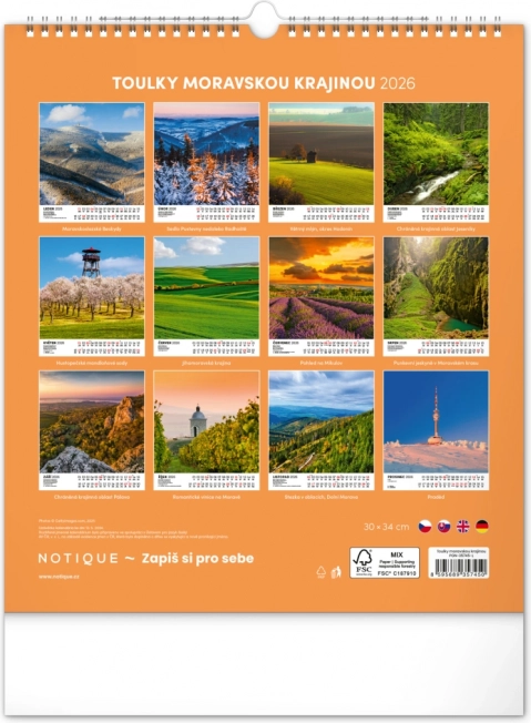 Calendario da parete Passeggiate nel paesaggio moravo 2026