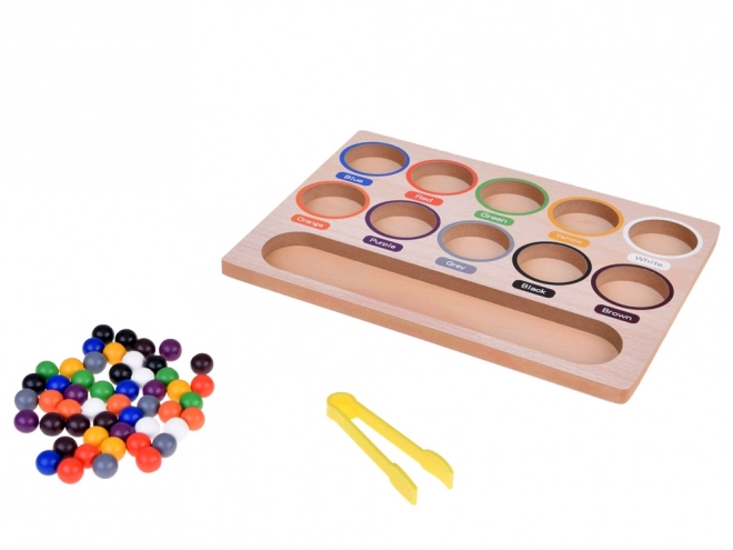 Gioco Montessori con Perline Colorate e Vassoio