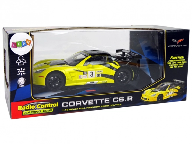 Auto da corsa telecomandato Corvette C6.R giallo con luci