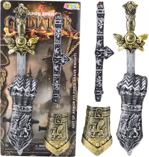 Set del piccolo cavaliere Gladiatore con spada, protezioni e cintura