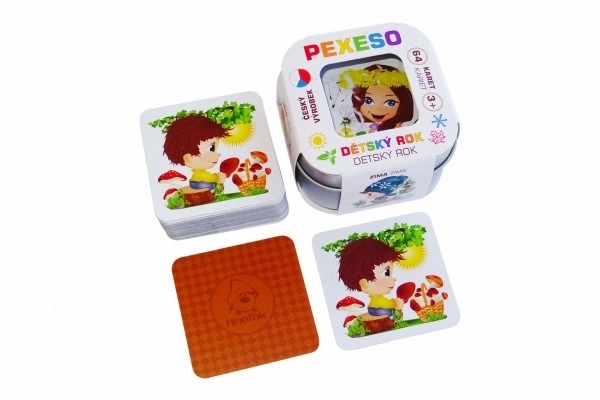 Pexeso per bambini impermeabile 64 carte in scatola di latta