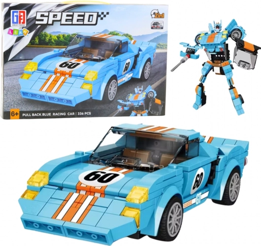 Costruisci Auto Robot 2in1 Arancione-Blu Trazione 336 pezzi