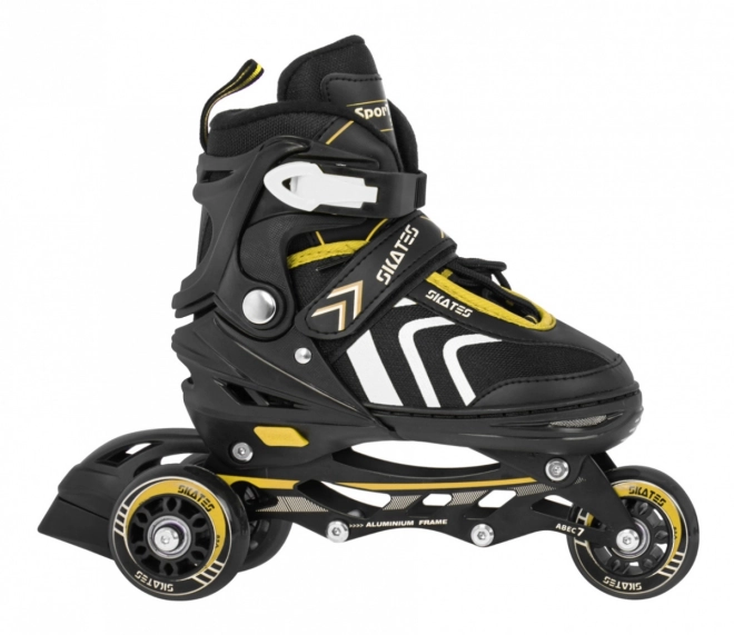 Set 4 in 1 Pattini Pattini a Rotelle Pattini da Ghiaccio per Bambini Taglia 39-43 Blu – Gialla
