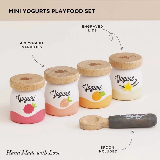 Set di yogurt giocattolo in legno