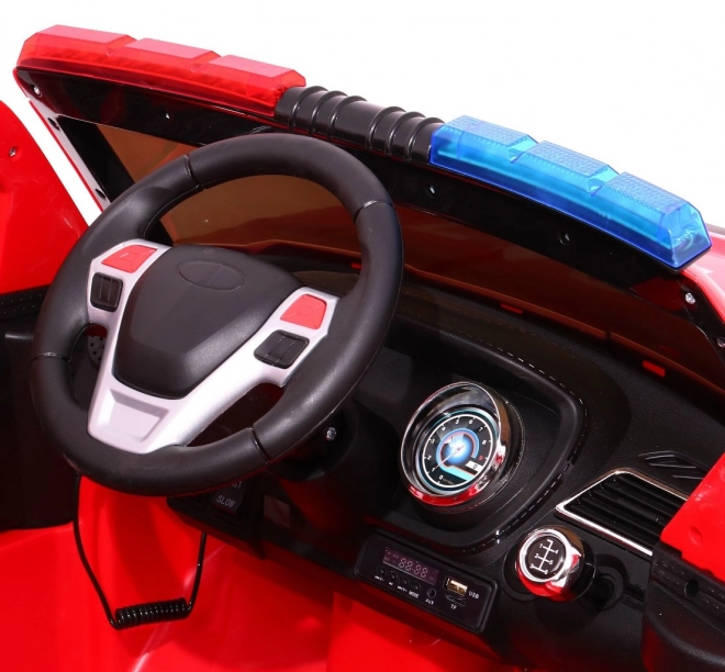 SUV dei vigili del fuoco per bambini a batteria + sirene + luci + megafono + telecomando + partenza lenta + adesivi