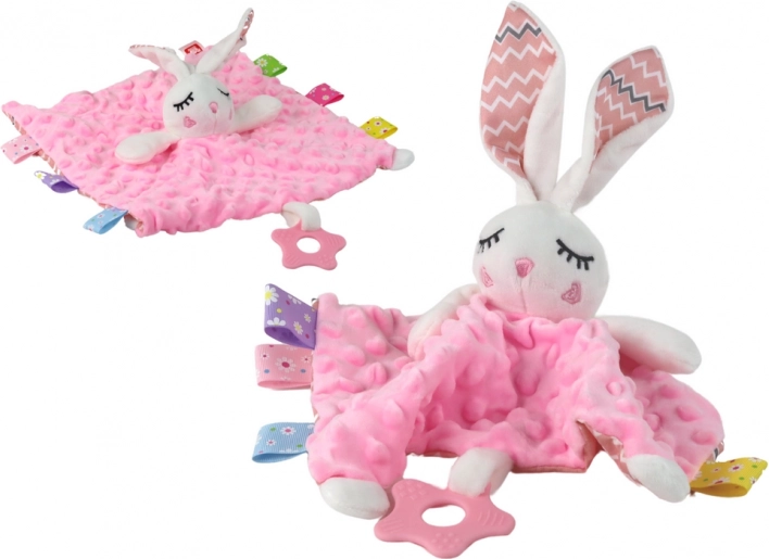 Coniglietto di peluche con massaggiagengive e sonaglio