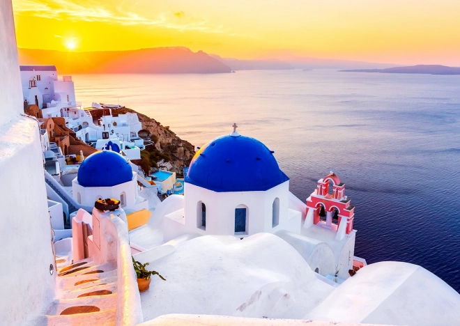 Puzzle Tramonto su Santorini, Grecia 1000 pezzi