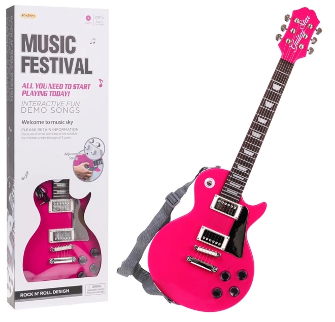 Set chitarra e microfono marrone per bambini – rosa