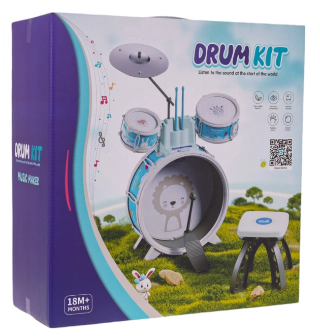 Batteria per Bambini Leone Musicale Blu