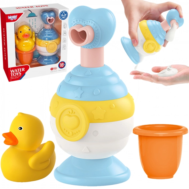 Set da Bagno per Bambini con Tazza, Anatra e Dispenser di Sapone