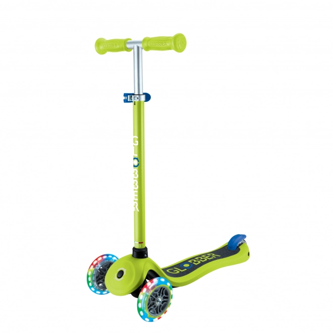 Globber monopattino per bambini a tre ruote Primo Lights V2 verde lime con ruote luminose