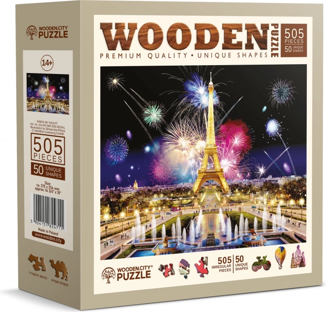 Puzzle in legno città parigi notturna