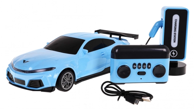 Auto R/C con stazione di ricarica Blu