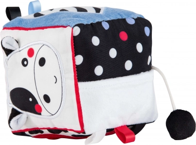 Cubo sensoriale di peluche midi 10 cm – tigre e mucca